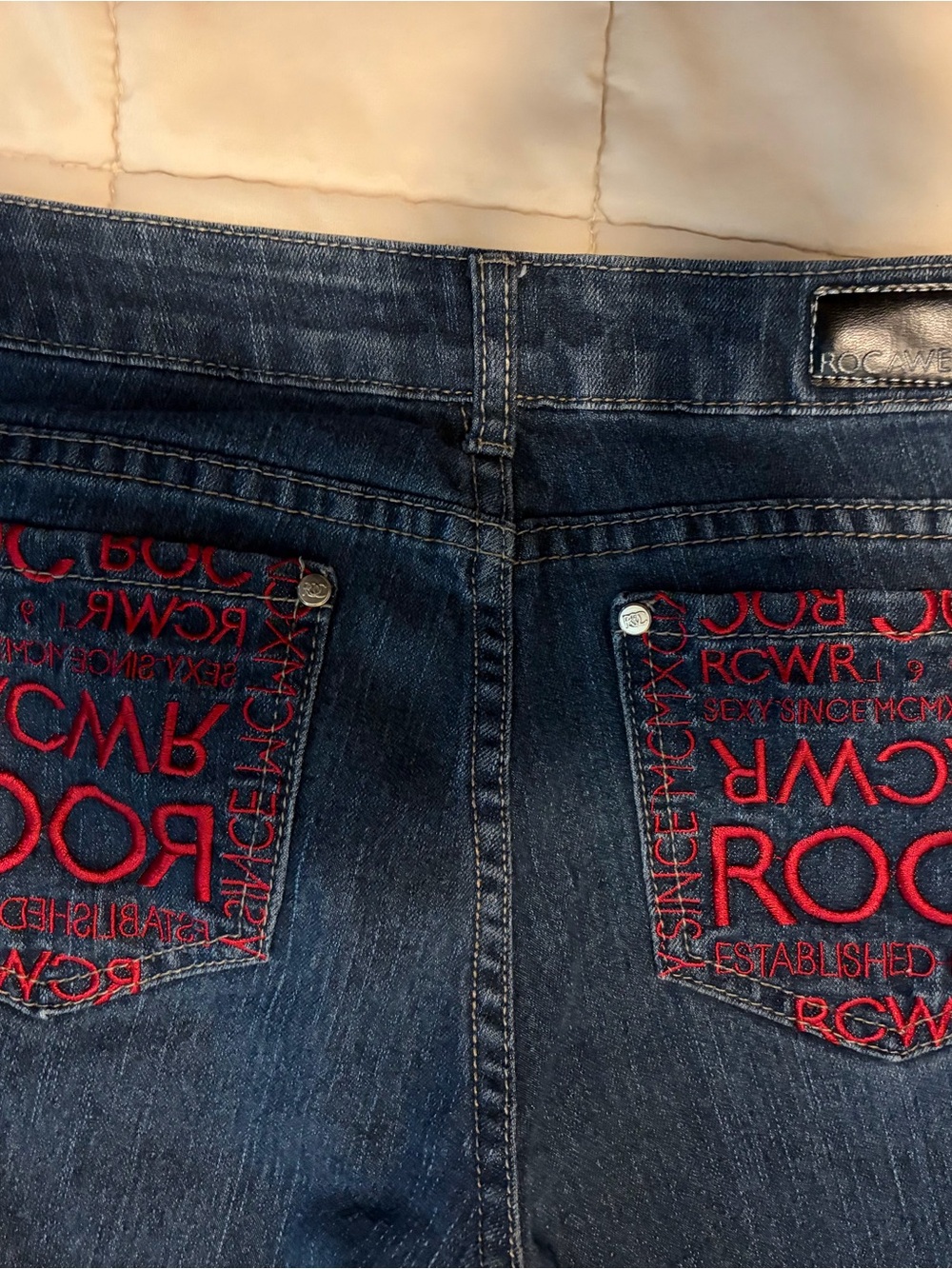 Rocawear Dark Blue Denim Jeans with Silver Hardware